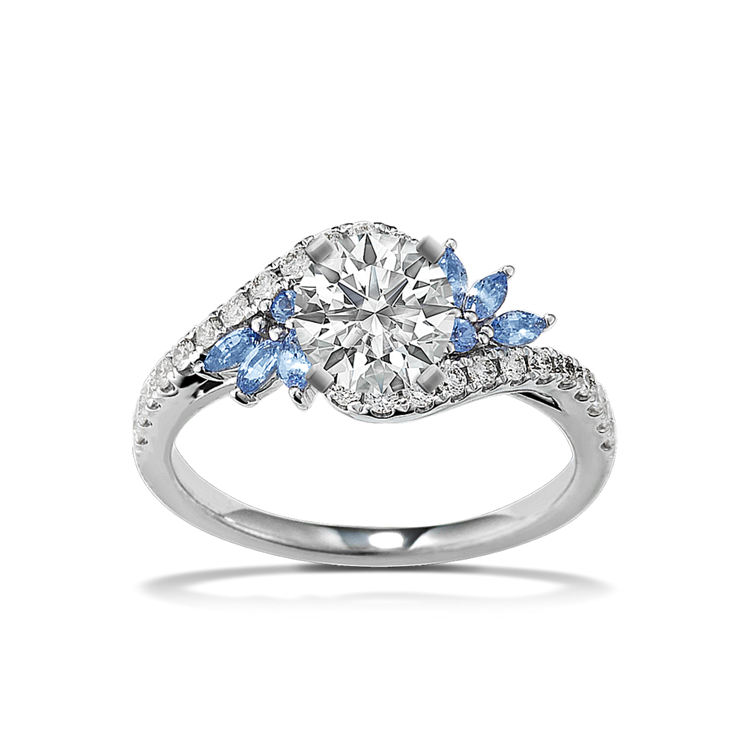 Diamond engagement ring with sapphire new arrivals accents