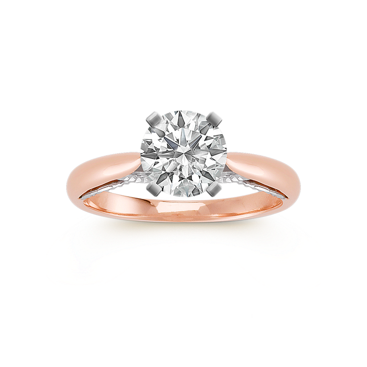 Cathedral Natural Diamond 14k White and Rose Gold Engagement Ring