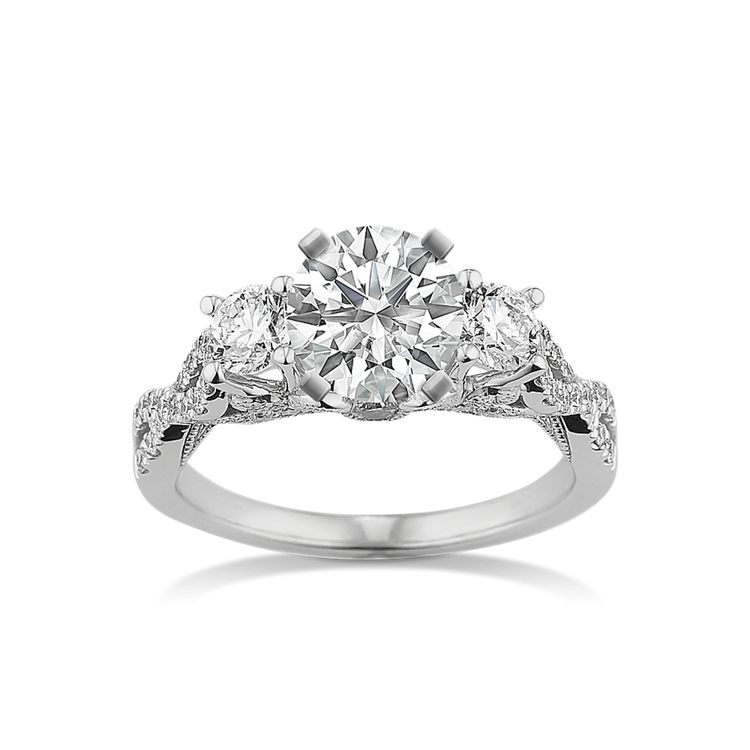 Round Natural Diamond Infinity Engagement Ring