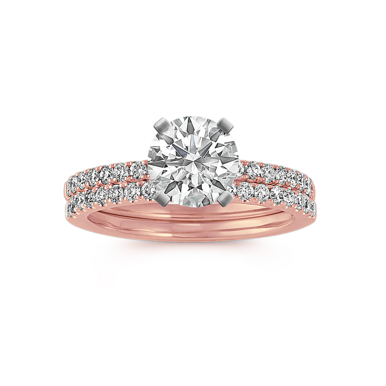 Novella Pave-Set Round Natural Diamond Wedding Set
