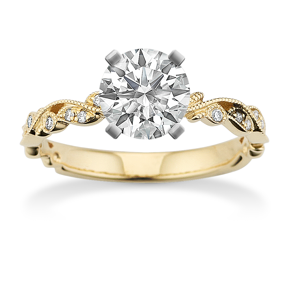 Chantilly Diamond Vintage Engagement Ring in 14k Yellow Gold