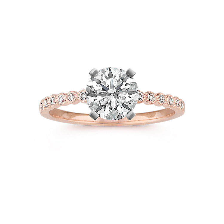 Meander Vintage Natural Diamond Engagement Ring in 14k Rose Gold