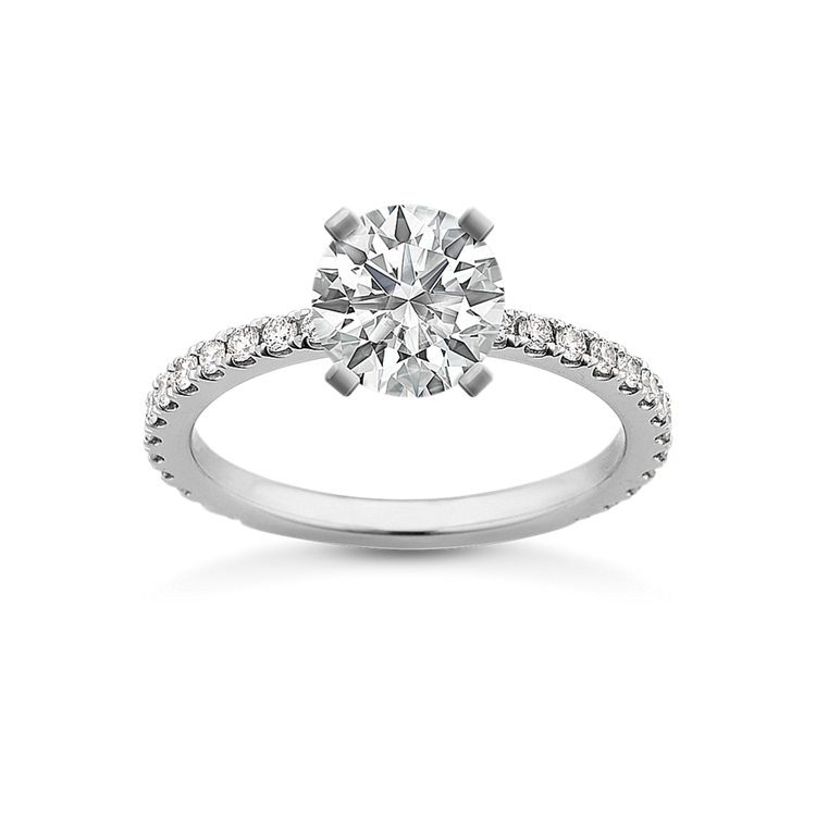 0.9 ct. Natural Diamond Engagement Ring in White Gold