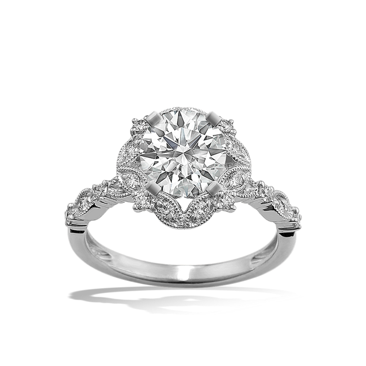 Vintage Natural Diamond Halo Engagement Ring
