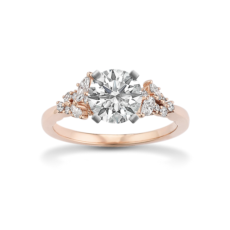 Meadow Vintage Marquise and Round Natural Diamond Engagement Ring