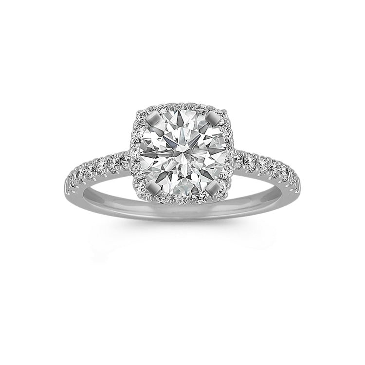 Delia Pave-Set Halo Engagement Ring in Platinum