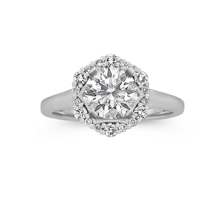 Natural Diamond Halo Engagement Ring