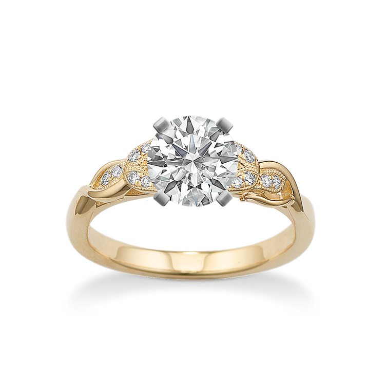 Soprano Natural Diamond Cathedral Engagement Ring in 14K Yellow Gold