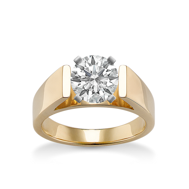 Cathedral Solitaire 14k Yellow Gold Engagement Ring