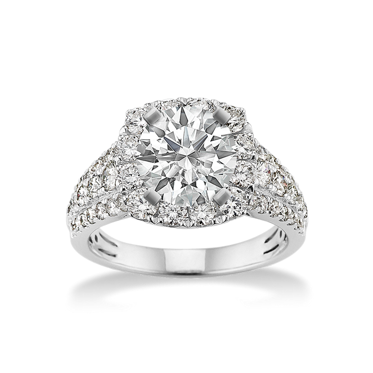 Round Natural Diamond Halo Engagement Ring