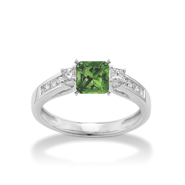 Cathedral Princess Cut Natural Diamond Engagement Ring