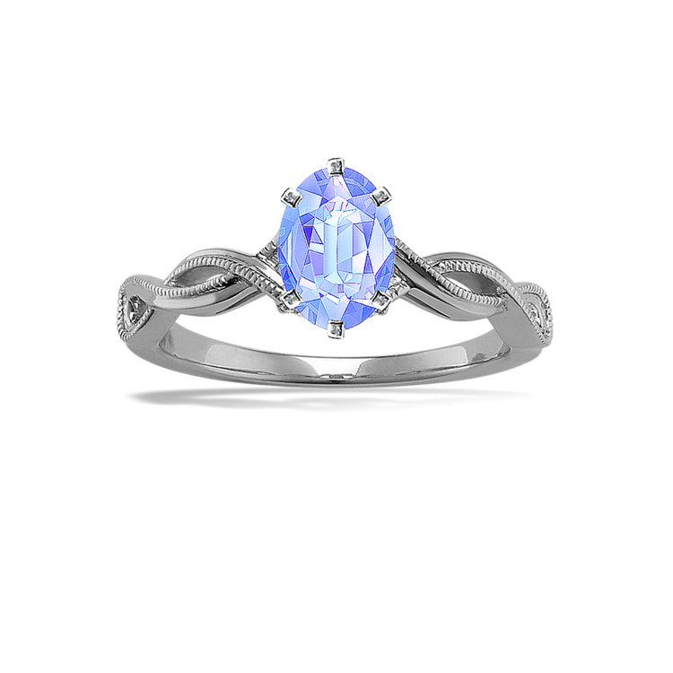 7.04 mm Ice Blue Natural Sapphire Engagement Ring in White Gold