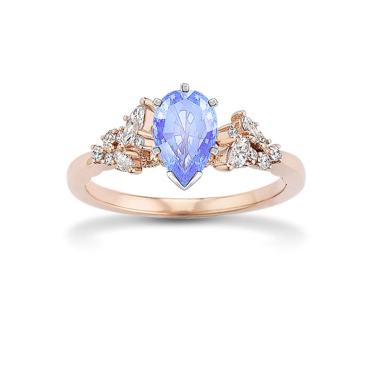 7.9 mm Ice Blue Natural Sapphire Engagement Ring in Rose Gold