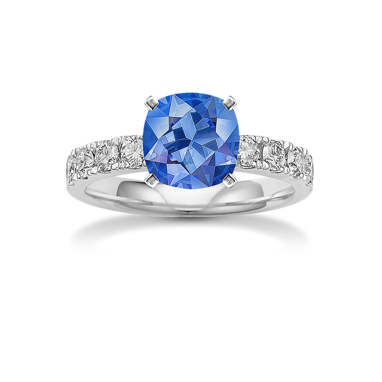 6.81 mm Kentucky Blue Natural Sapphire Engagement Ring in Platinum