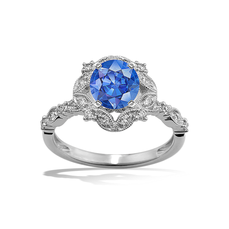 5.82 mm Kentucky Blue Natural Sapphire Engagement Ring in White Gold