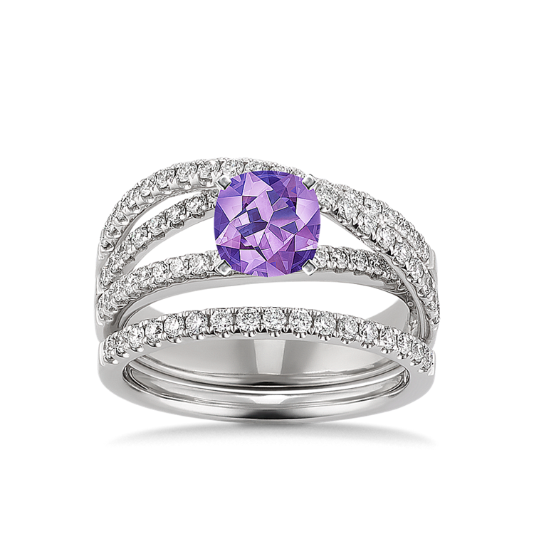 Entwined Natural Diamond Wedding Set with Pave Setting