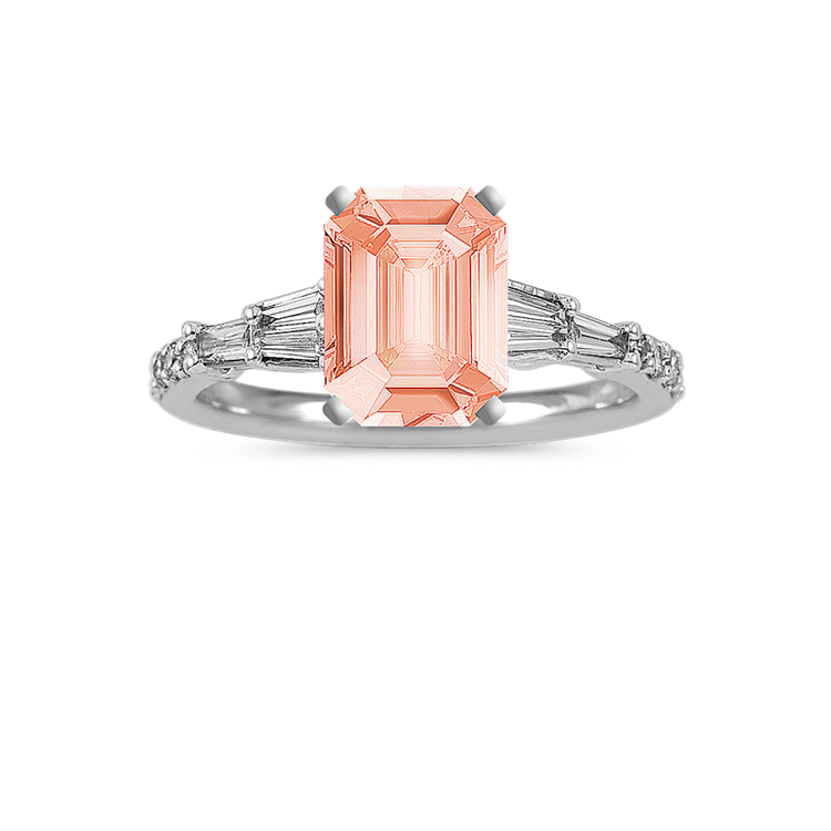 7.92 mm Natural Morganite Engagement Ring in White Gold