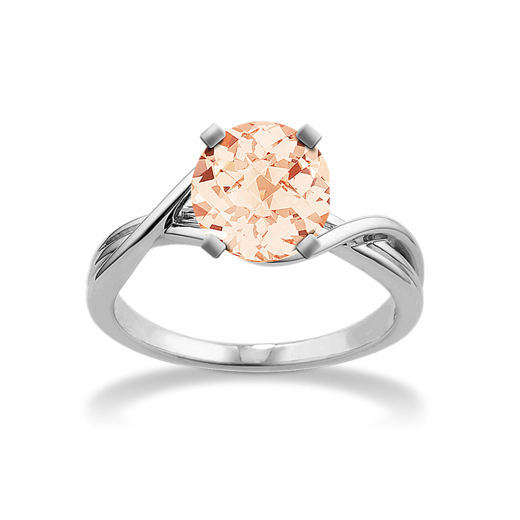 7.05 mm Natural Morganite Engagement Ring in White Gold