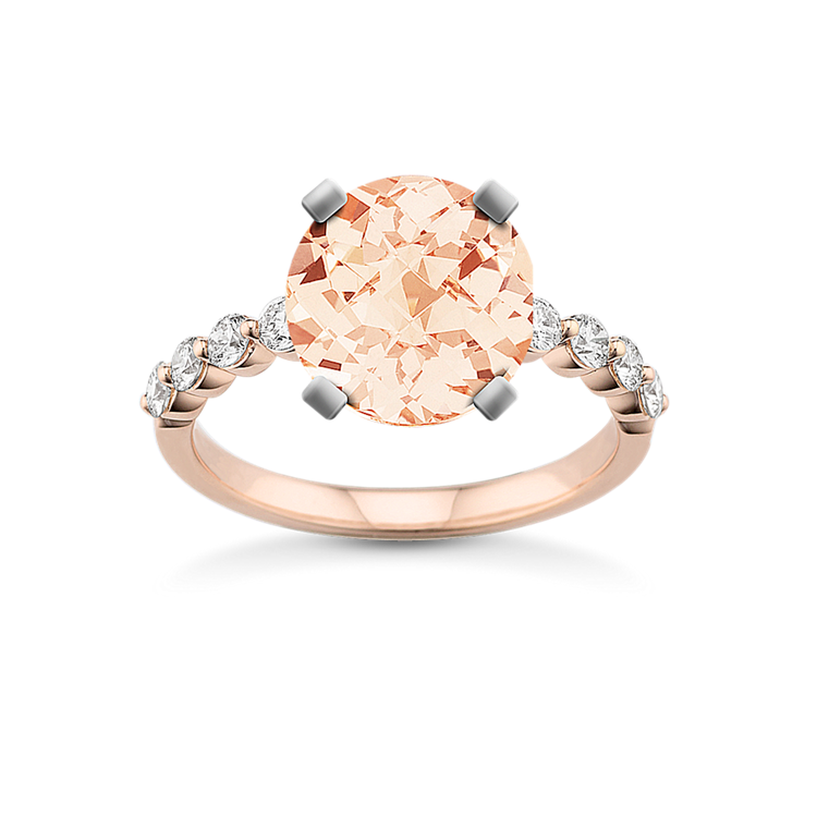 8.03 mm Natural Morganite Engagement Ring in Rose Gold