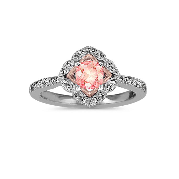 Large Oval Ruby Engagement Ring Rose Gold Vintage Halo Diamond Ring