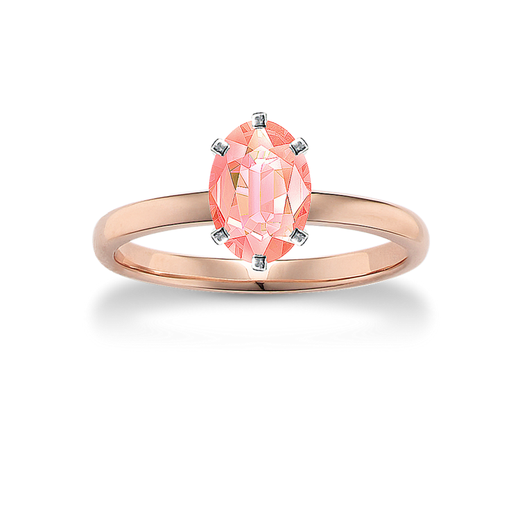 8.18 mm Peach Natural Sapphire Engagement Ring in Rose Gold