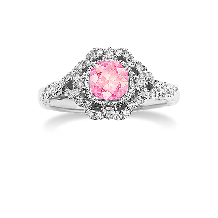 4.99 mm Pink Natural Sapphire Engagement Ring in White Gold