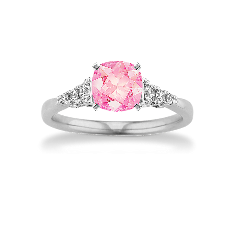 5.92 mm Pink Natural Sapphire Engagement Ring in White Gold