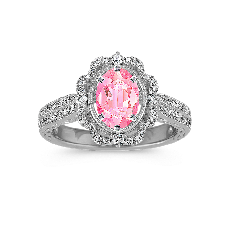 Pave-Set Natural Diamond Vintage Engagement Ring
