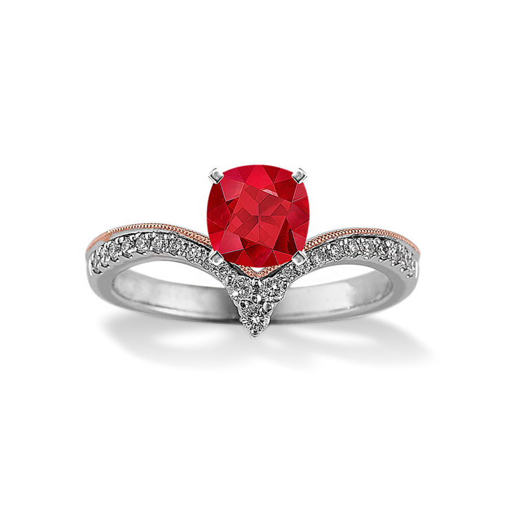 Zagora Natural Diamond Engagement Ring in 14K White & Rose Gold