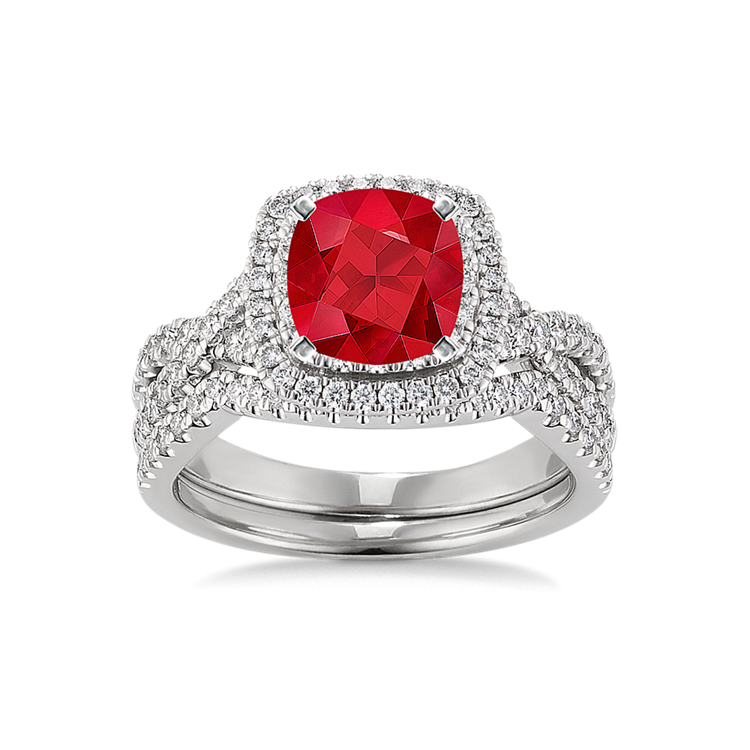 6.03 mm Natural Ruby Engagement Ring in White Gold