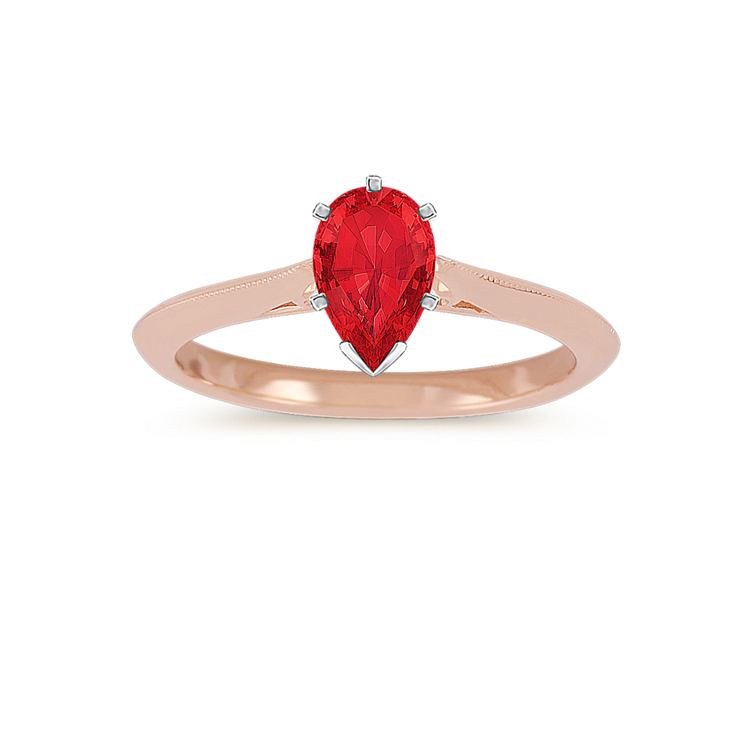 7.19 mm Natural Ruby Engagement Ring in Rose Gold