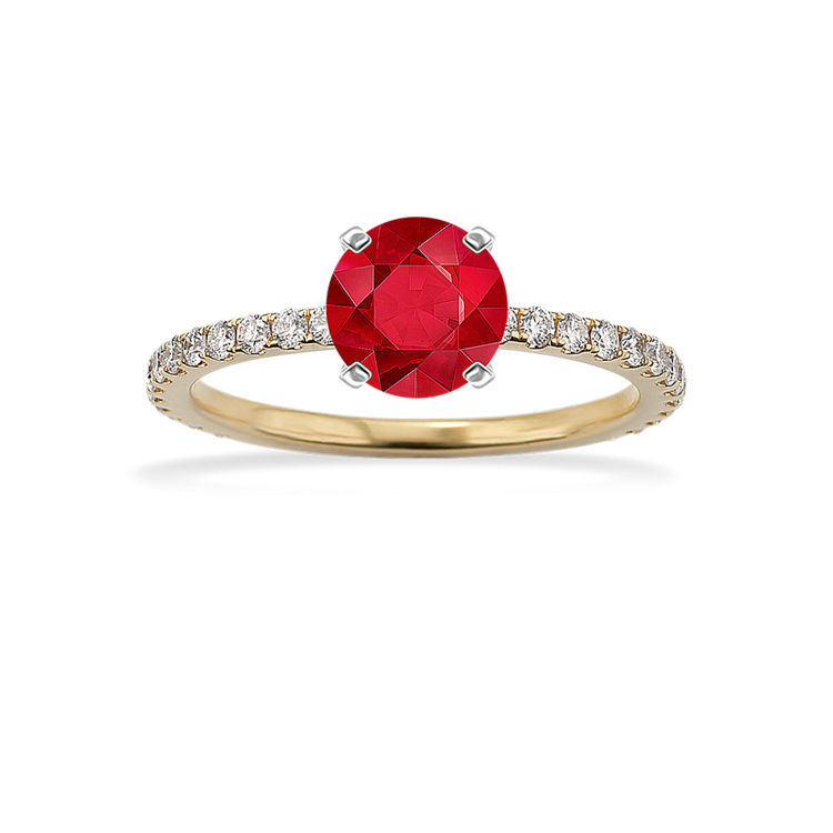 5.75 mm Natural Ruby Engagement Ring in Yellow Gold