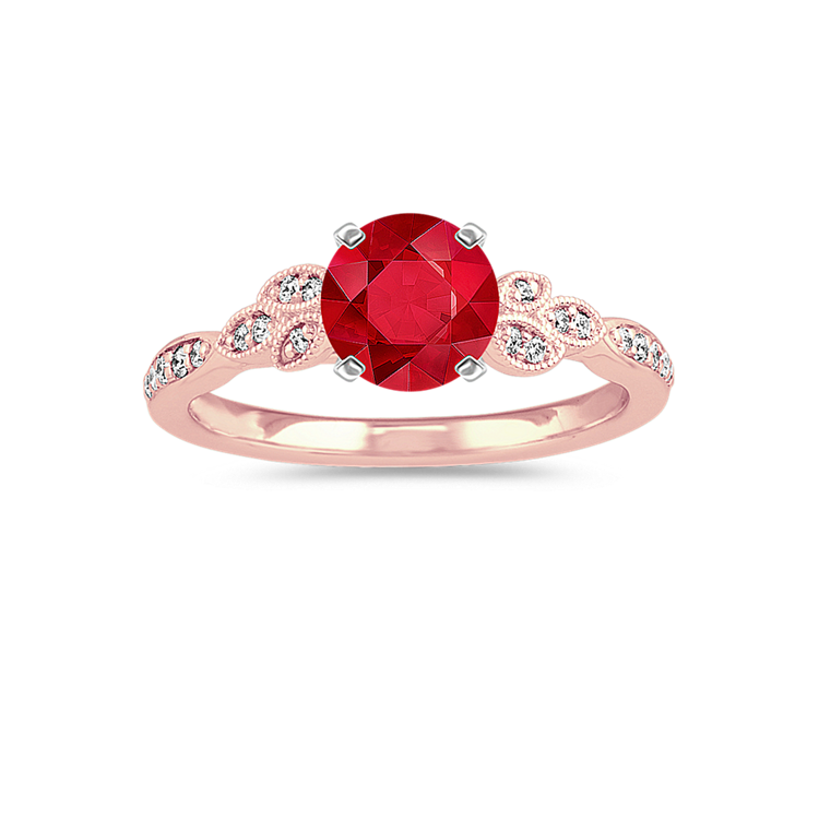 5.46 mm Natural Ruby Engagement Ring in Rose Gold