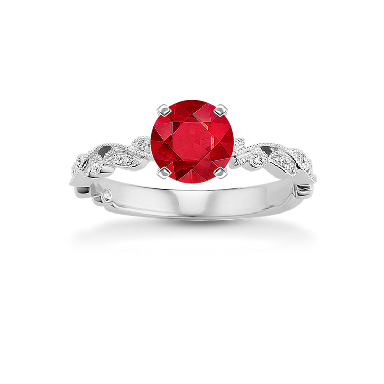 5.61 mm Natural Ruby Engagement Ring in Platinum