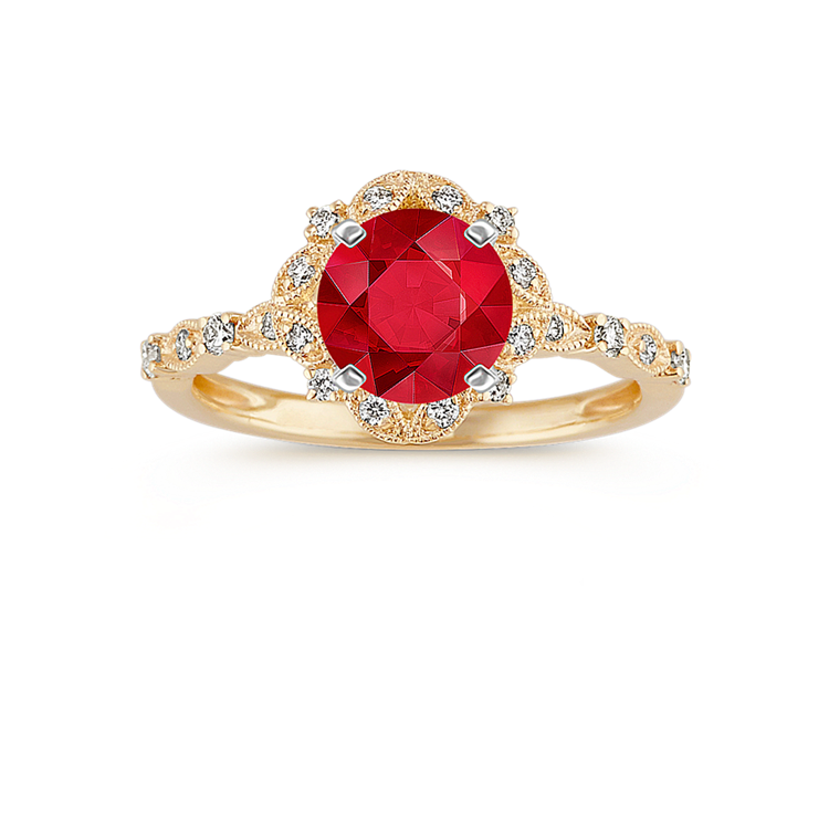 6.06 mm Natural Ruby Engagement Ring in Yellow Gold