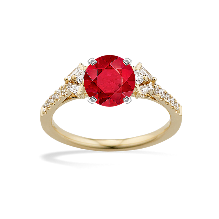 6.36 mm Natural Ruby Engagement Ring in Yellow Gold