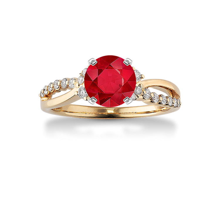 6.33 mm Natural Ruby Engagement Ring in Yellow Gold
