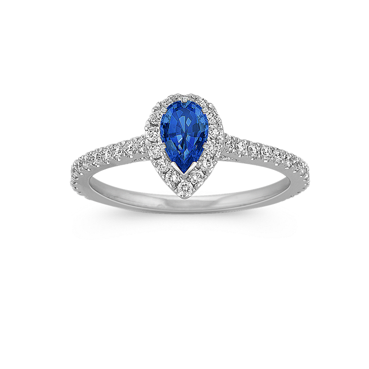5.93 mm Traditional Natural Sapphire Engagement Ring in White Gold