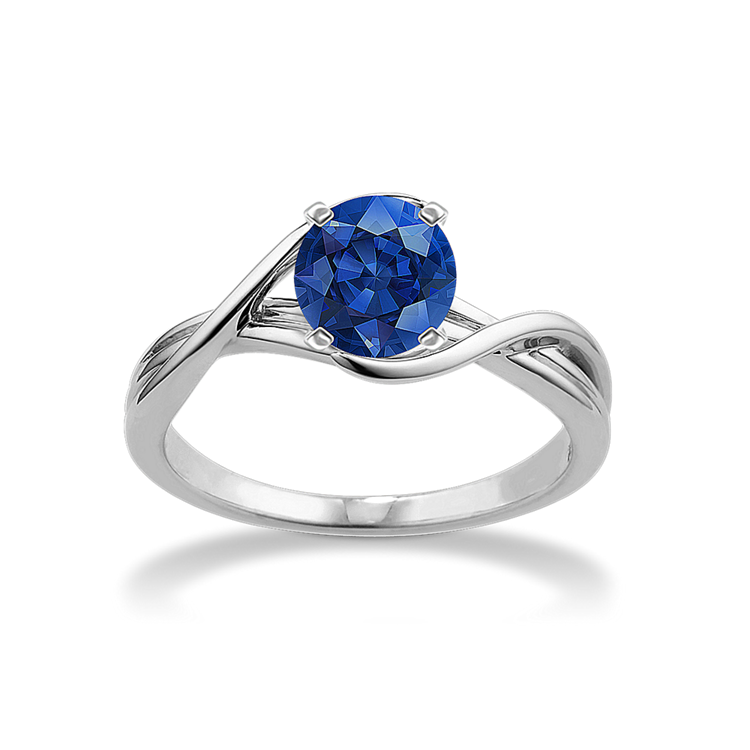5.8 mm Traditional Natural Sapphire Engagement Ring in White Gold