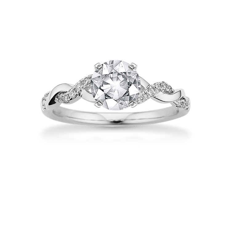5.63 mm White Natural Sapphire Engagement Ring in White Gold