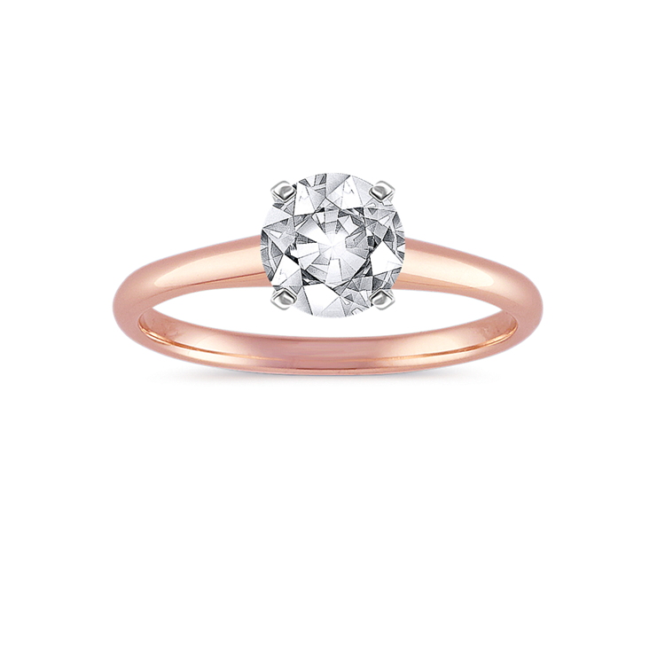 5.8 mm White Natural Sapphire Engagement Ring in Rose Gold
