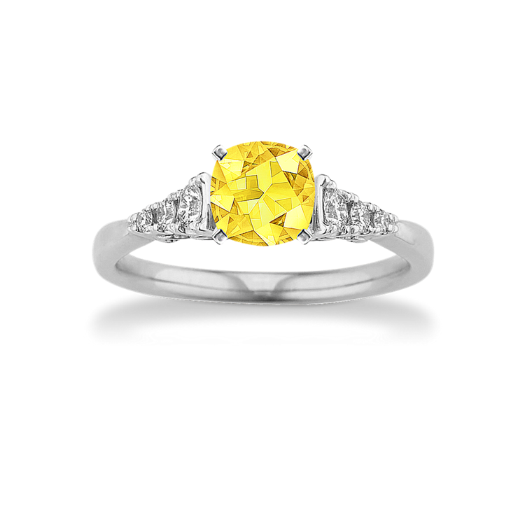 5.24 mm Yellow Natural Sapphire Engagement Ring in White Gold