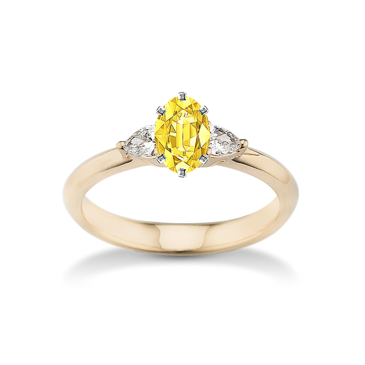 6.04 mm Yellow Natural Sapphire Engagement Ring in Yellow Gold