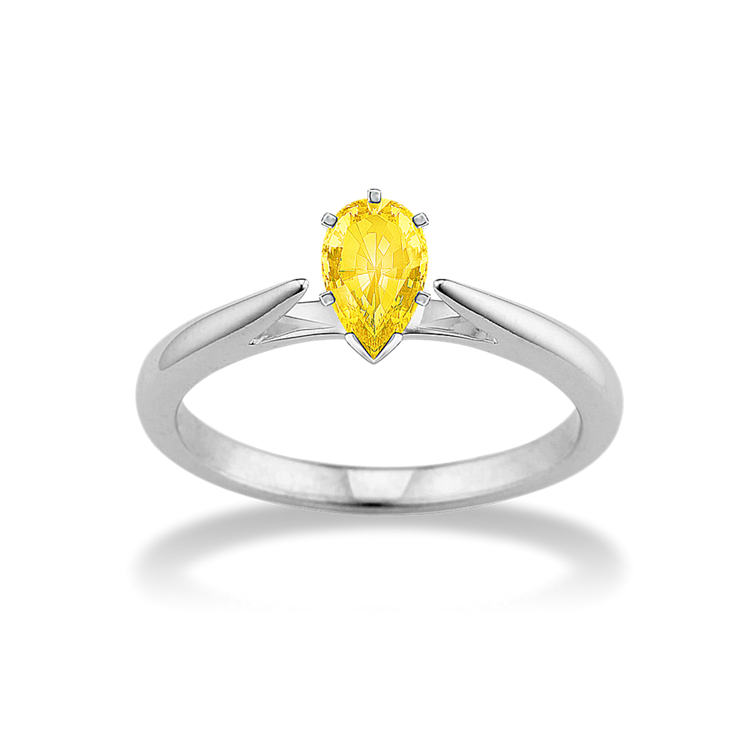 6.05 mm Yellow Natural Sapphire Engagement Ring in White Gold