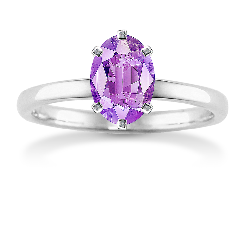 8.1 mm Amethyst Engagement Ring in White Gold