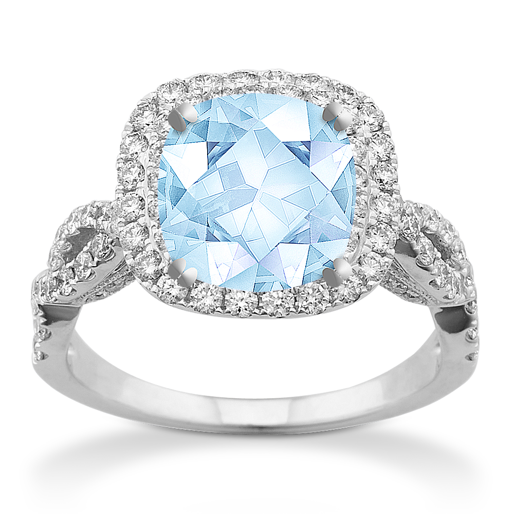 Mm Natural Aquamarine Engagement Ring In White Gold Shane, 57% OFF