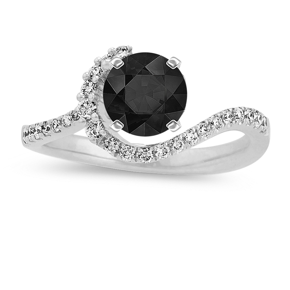 5.87 mm Black Natural Sapphire Fashion Ring in White Gold