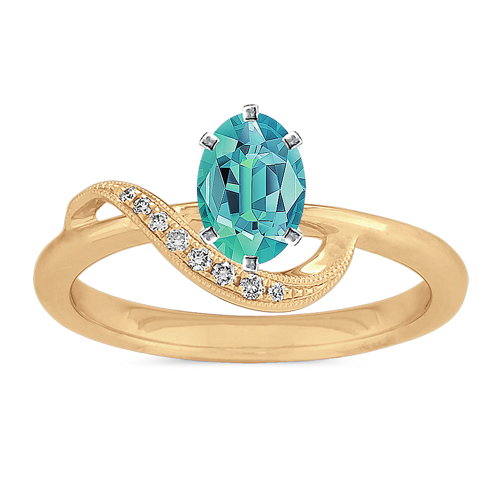 Diamond Accented Swirl Ring in 14K Yellow Gold