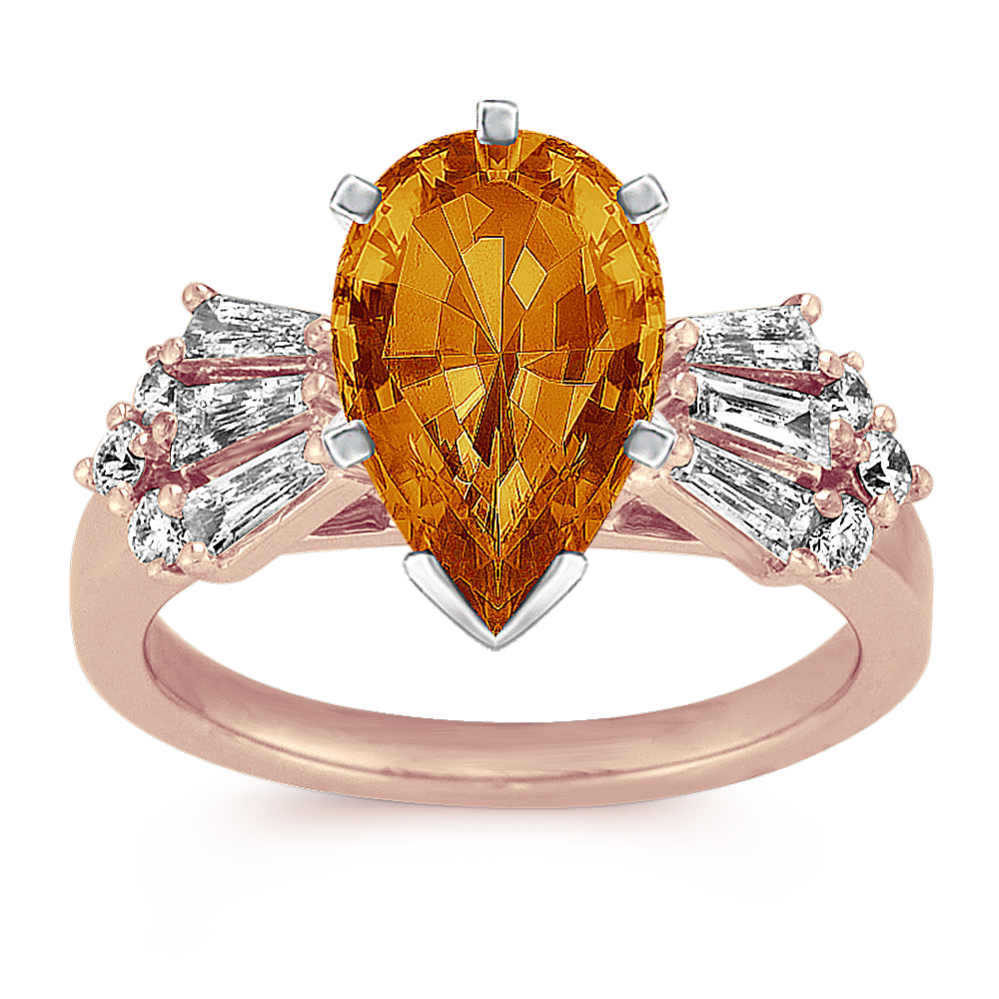 11.02 mm Cognac Natural Sapphire Engagement Ring in Platinum