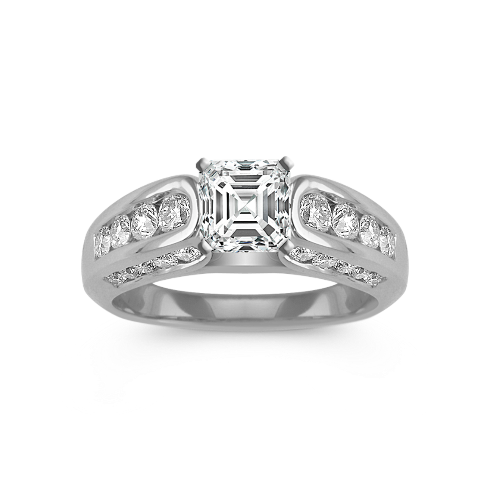 Round Natural Diamond Engagement Ring in Platinum
